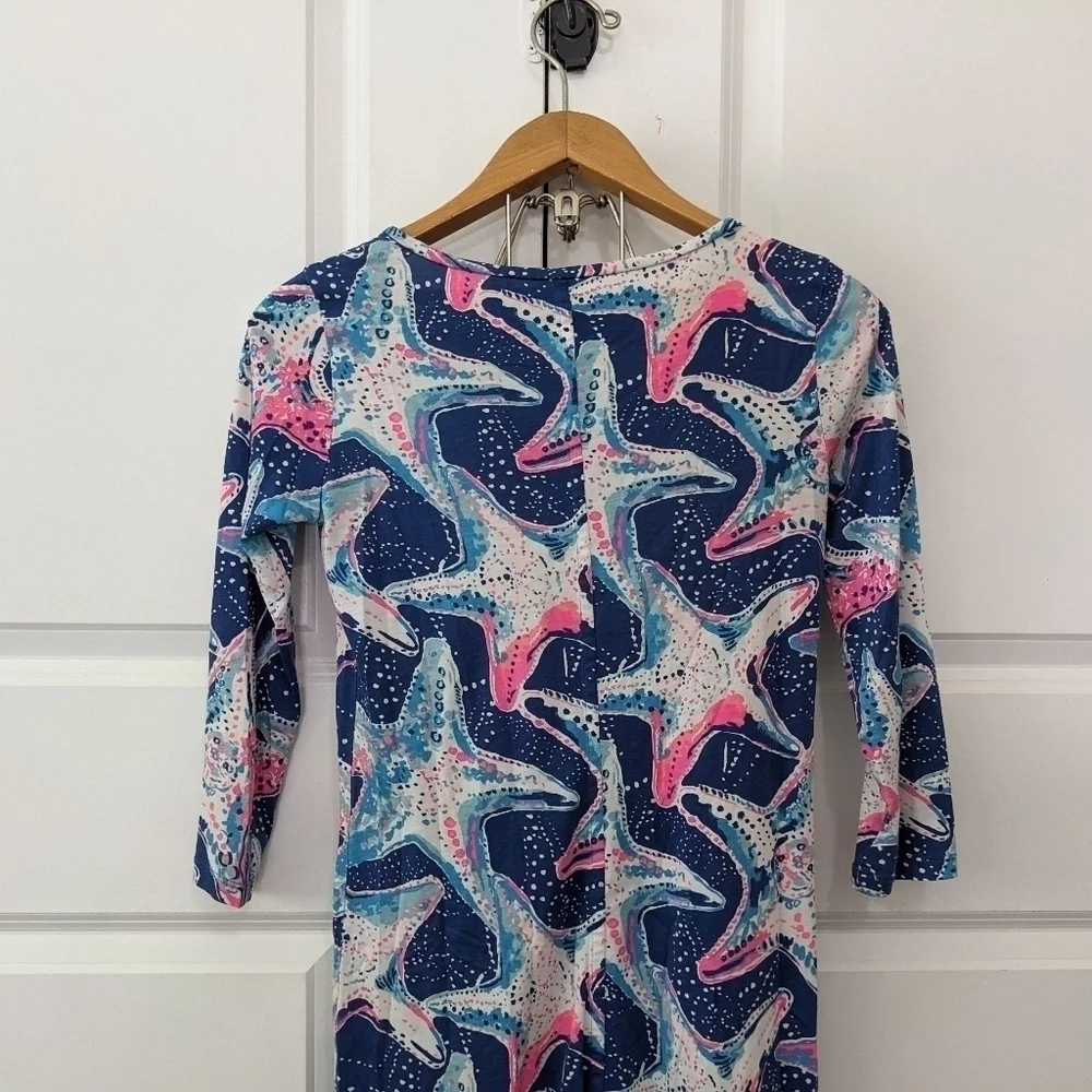 Lilly Pulitzer Beacon Dress Women's XS Blue Pink Star Struck Pima Cotton